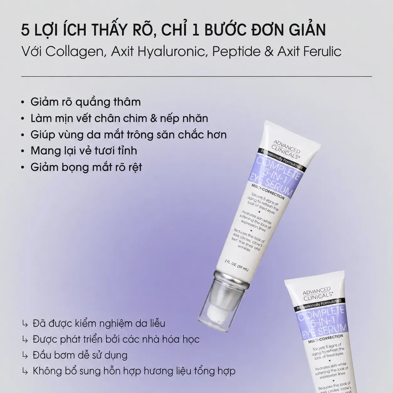 Tinh Chất Dưỡng Mắt Advanced Clinicals 5-in-1 Multi-Correction (59ml) Hover