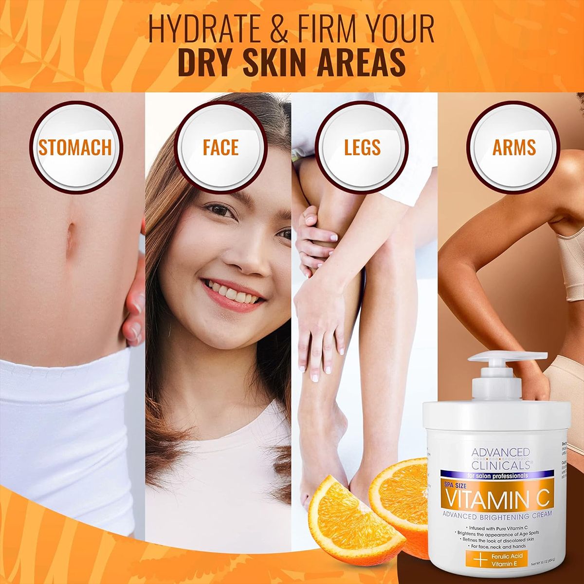 Kem dưỡng sáng da chuyên sâu Advanced Clinicals Vitamin C Advanced Brightening Cream 59ml & 454g